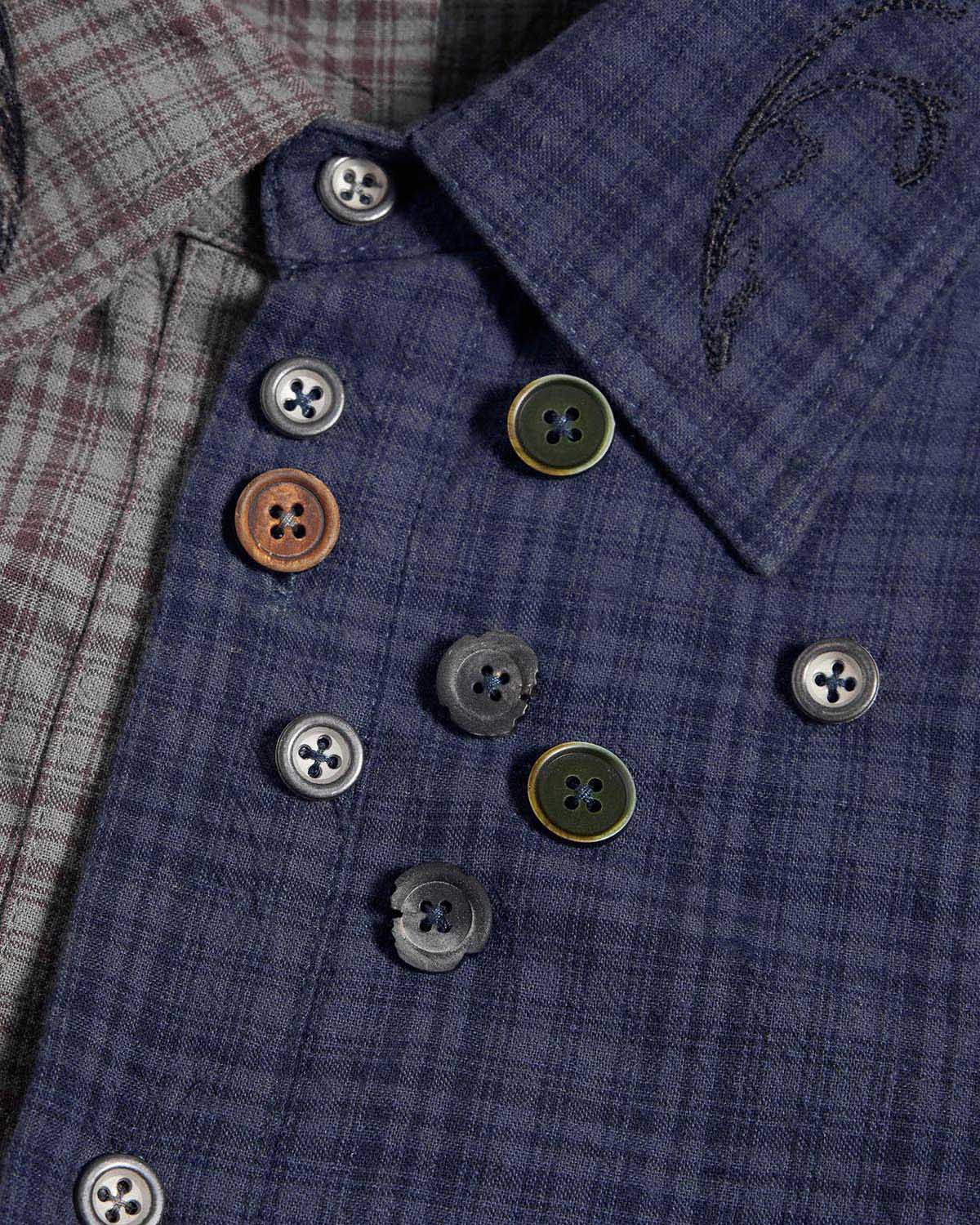 Peoplesense Two-Tone Split Plaid Shirt
