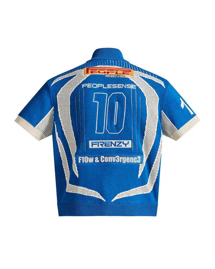 Peoplesense Knitted Zip-up Soccer Jersey Blue