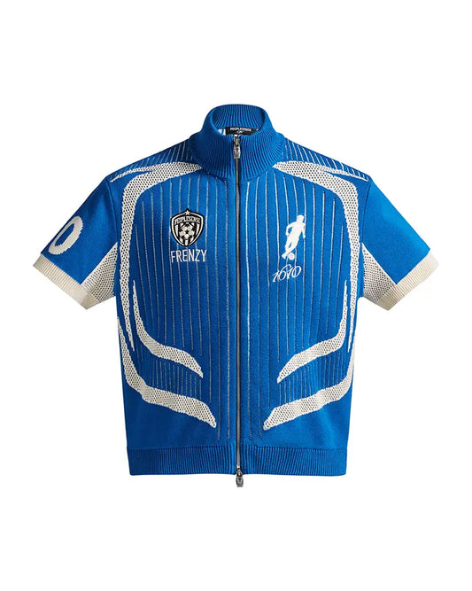Peoplesense Knitted Zipper Soccer Jersey Blue