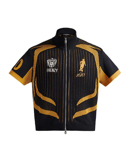 Peoplesense Knitted Zipper Soccer Jersey Black