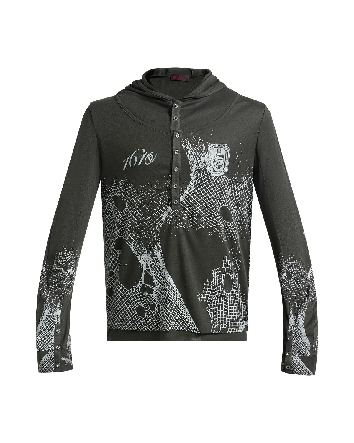 Peoplesense Vintage Mesh Fitted Hoodie Gray