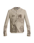 Peoplesense Vintage Mesh Fitted Hoodie Beige