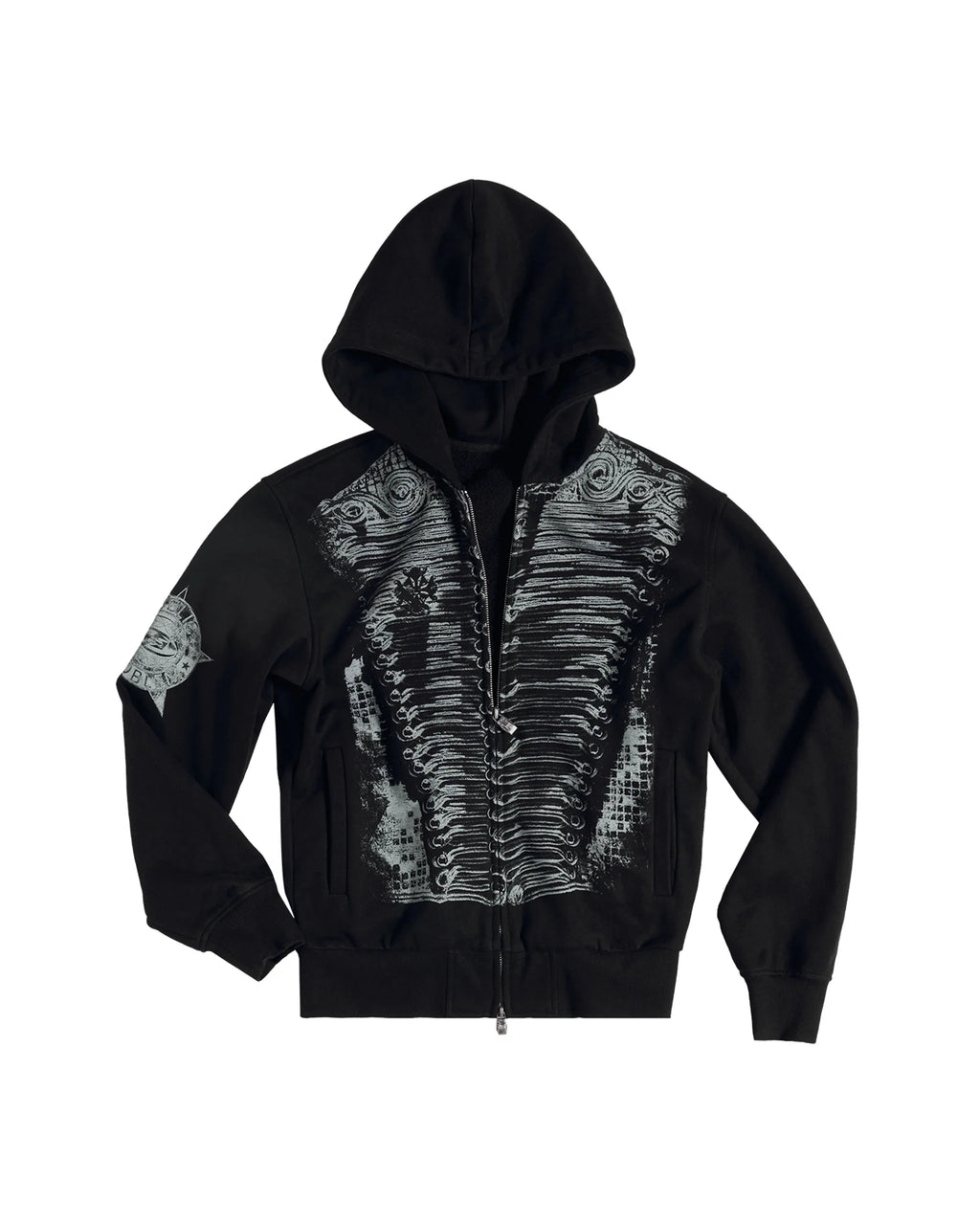Peoplesense Baroque Print Cropped Fitted Hoodie