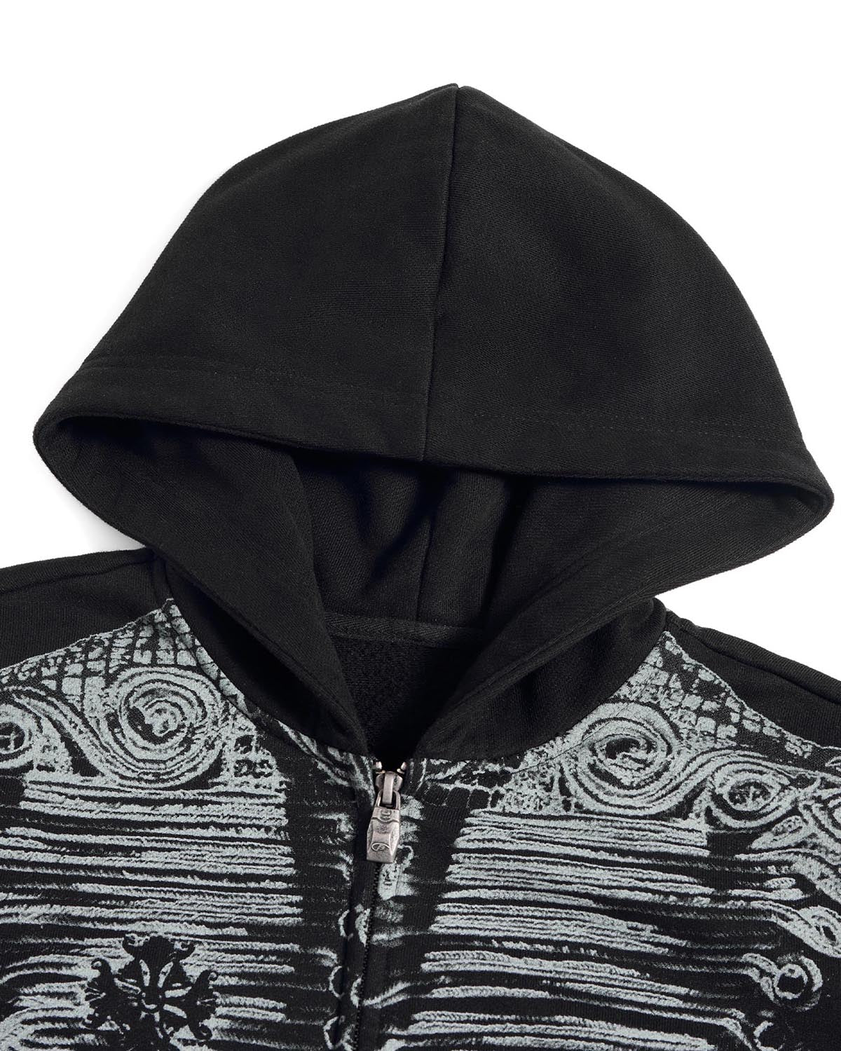 Peoplesense Baroque Print Cropped Fitted Hoodie