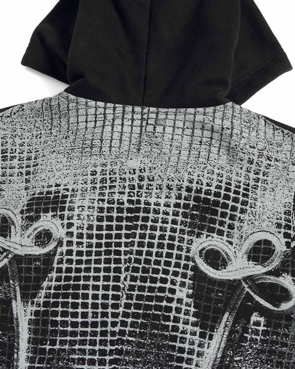 Peoplesense Baroque Print Cropped Fitted Hoodie