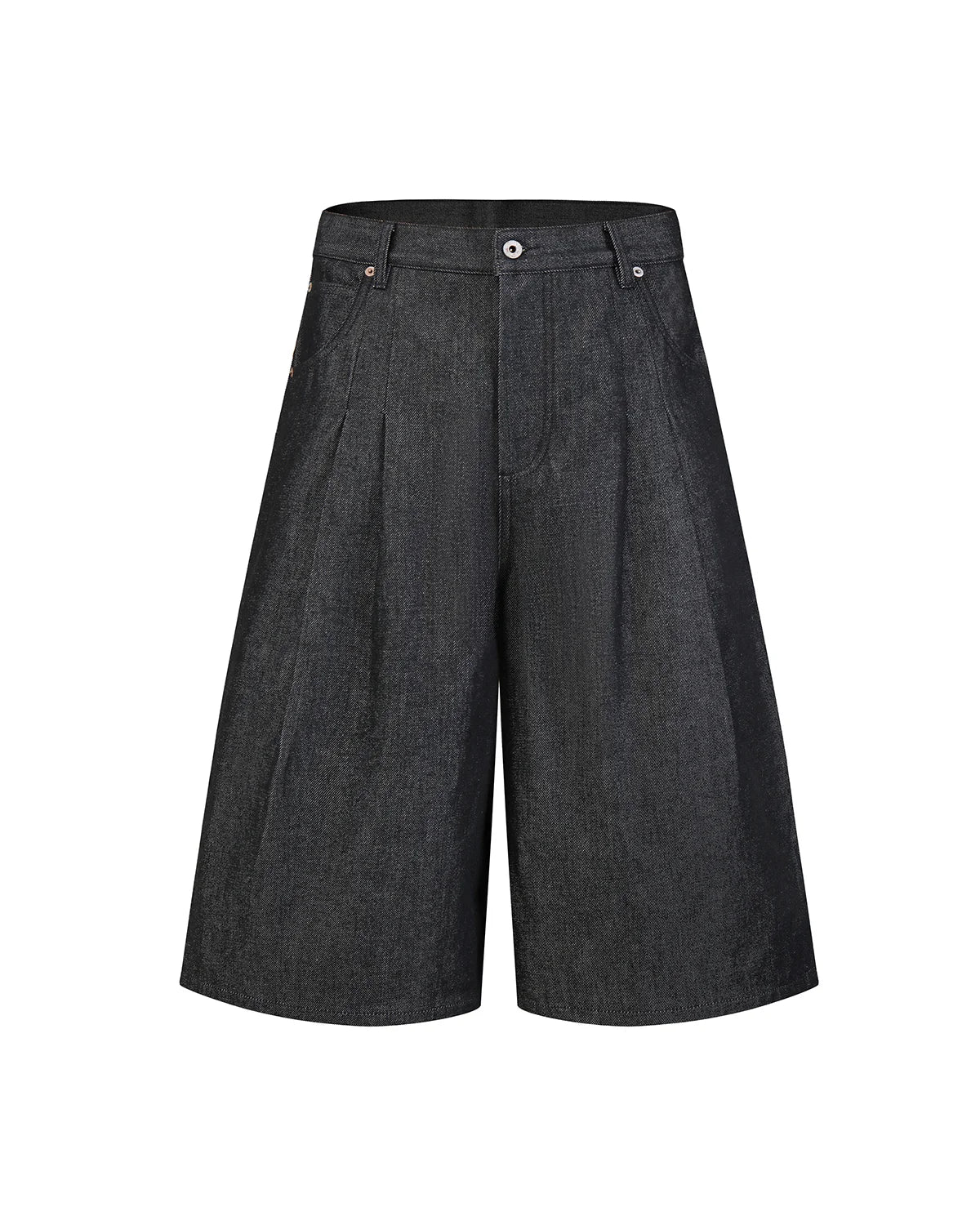 Peoplesense Raw Denim Pleated Cropped Pants