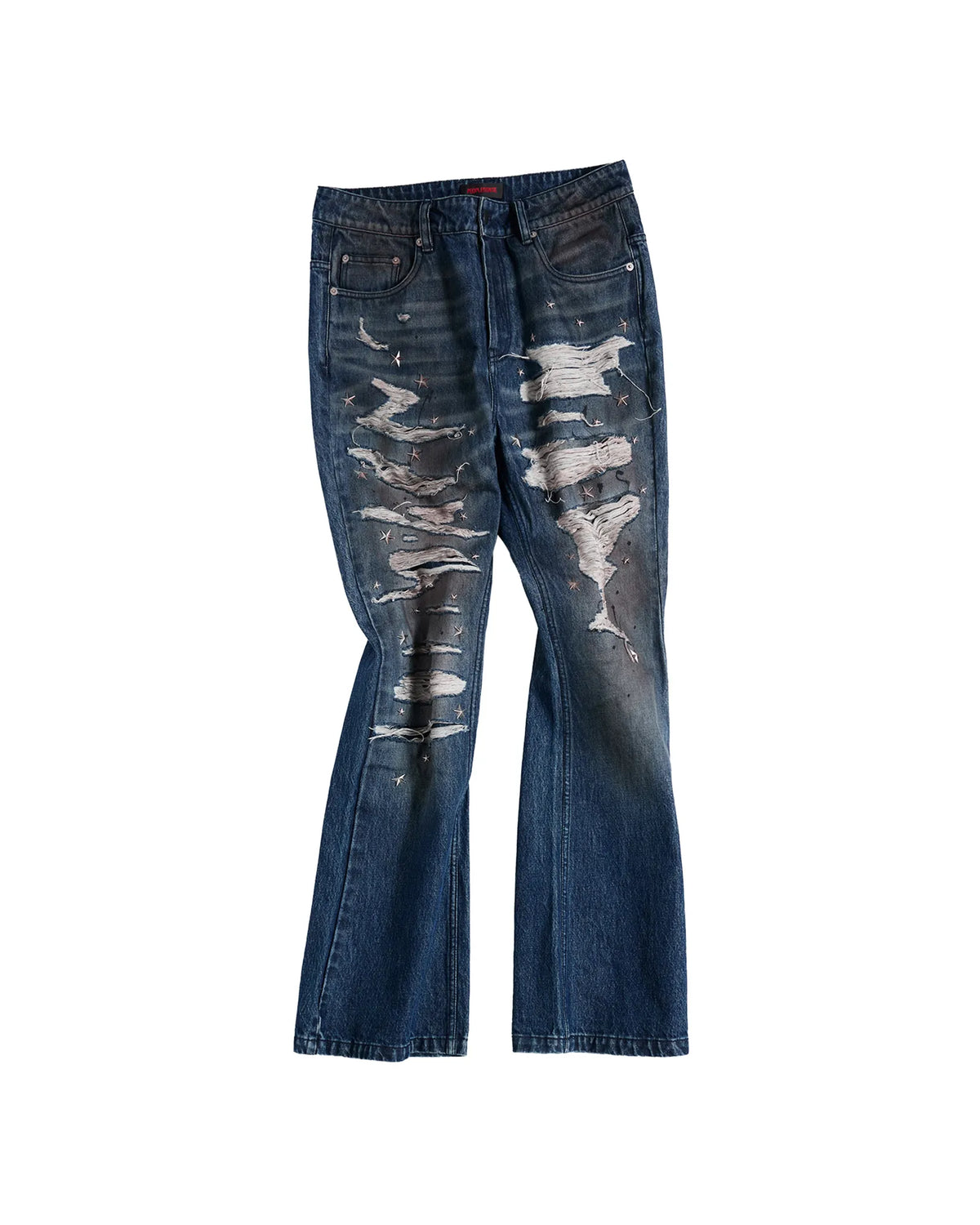 Peoplesense Distressed Star Studded Flare Jeans