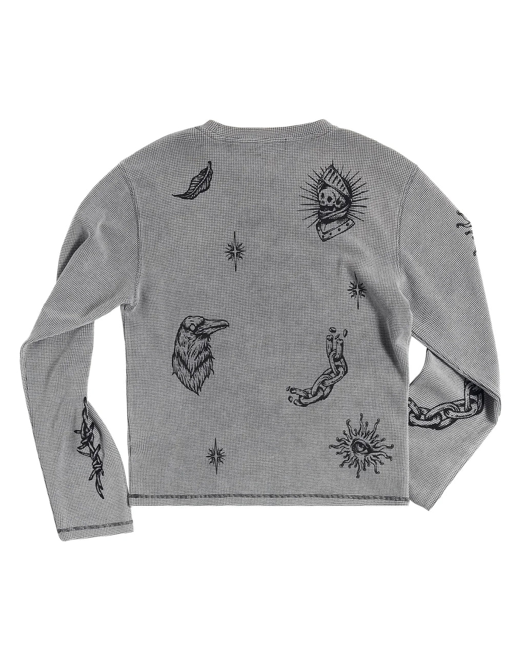 Peoplesense Distressed Waffle Knit Graphic T-Shirt