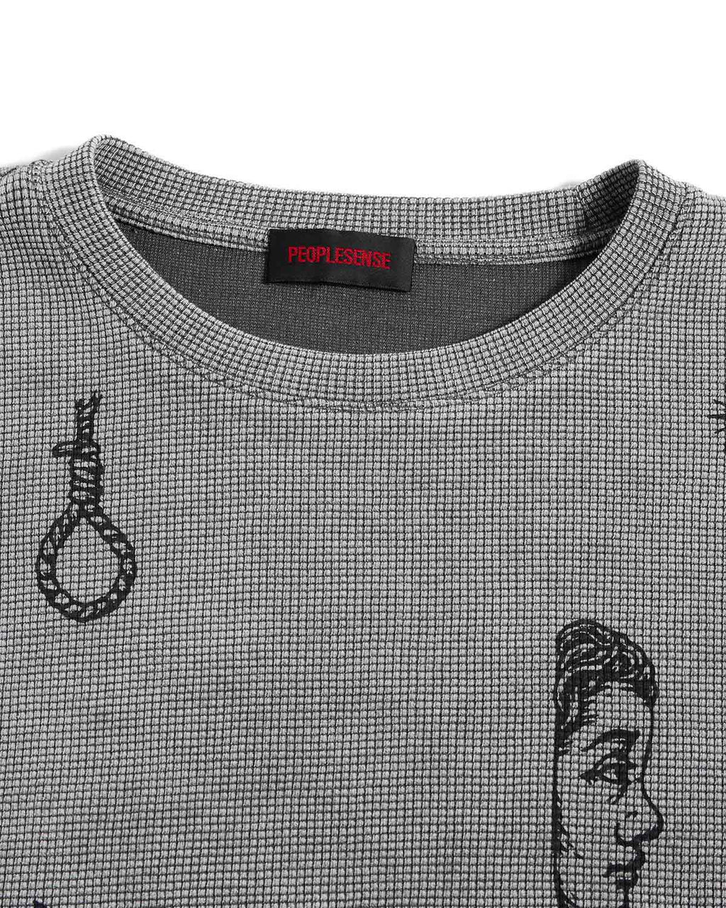 Peoplesense Distressed Waffle Knit Graphic T-Shirt