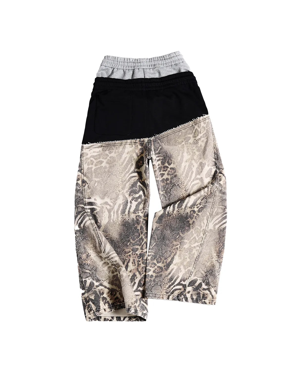 Peoplesense Grey-Black Double-Waist Animal Print Pants