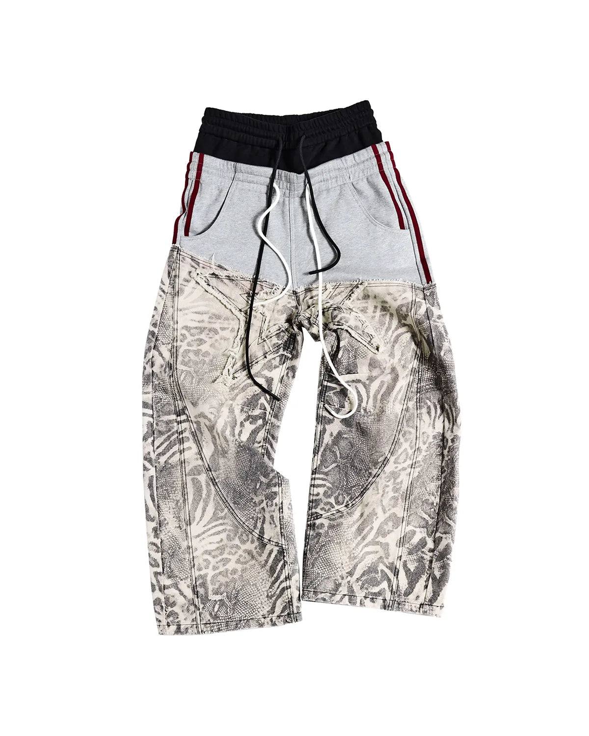 Peoplesense Black-Grey Double-Waist Animal Print Pants