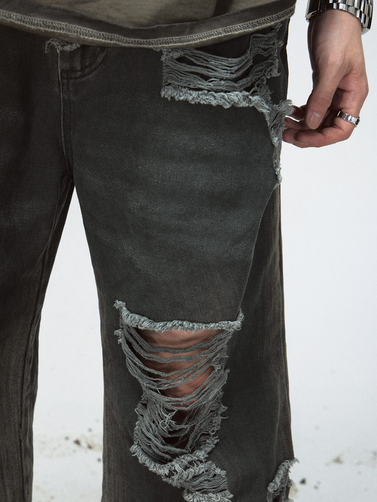 Peoplesense Distressed Wide-Leg Jeans