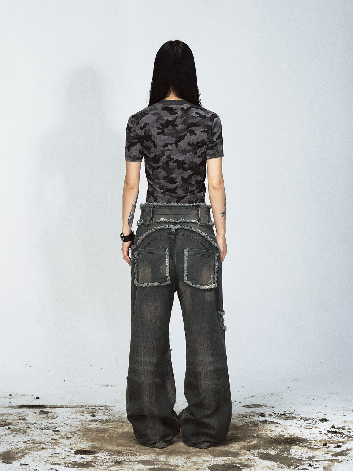 Peoplesense Distressed Wide-Leg Jeans