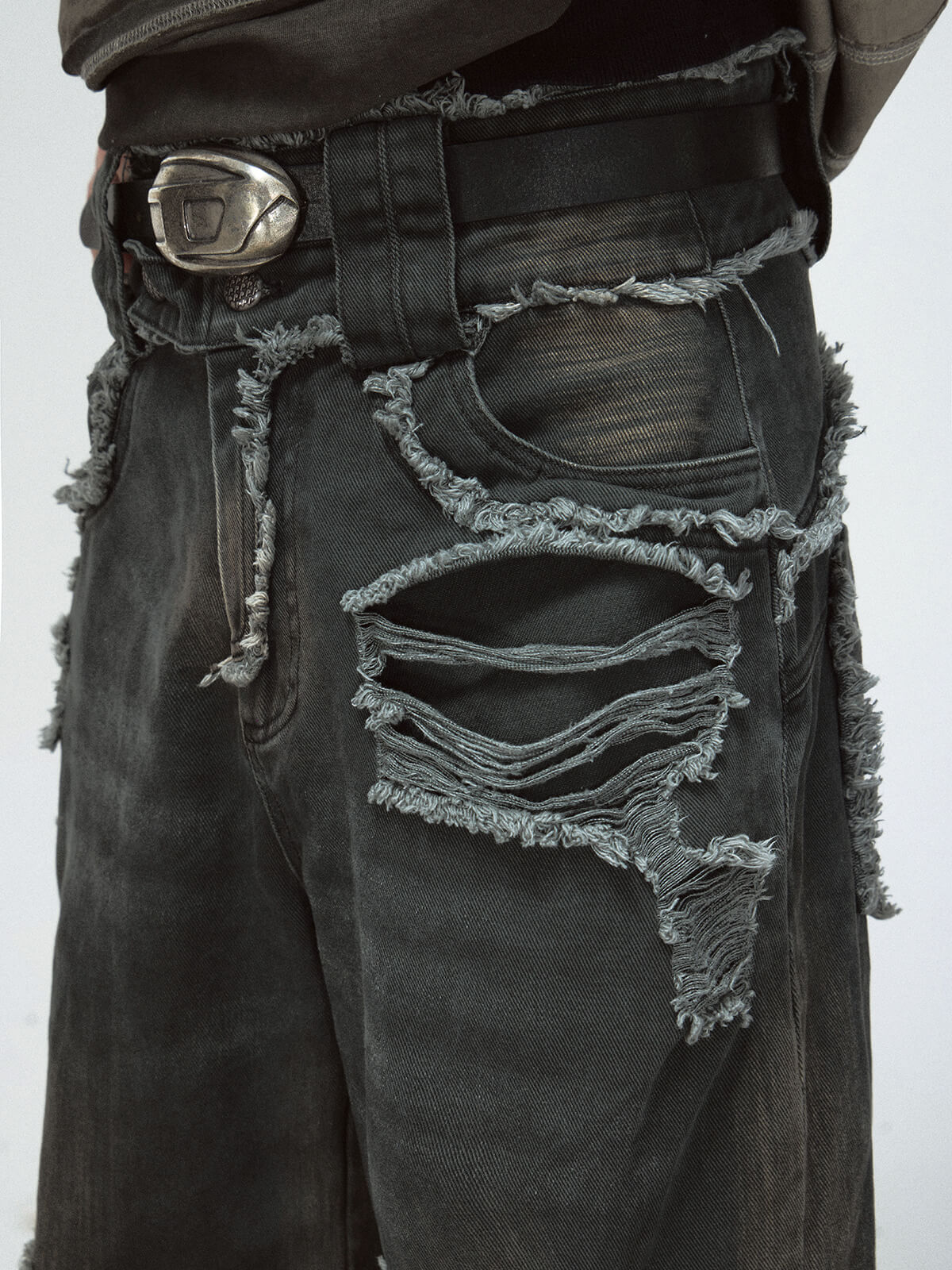 Peoplesense Distressed Wide-Leg Jeans