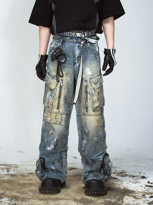 Peoplesense Paint Splatter Ripped Jeans