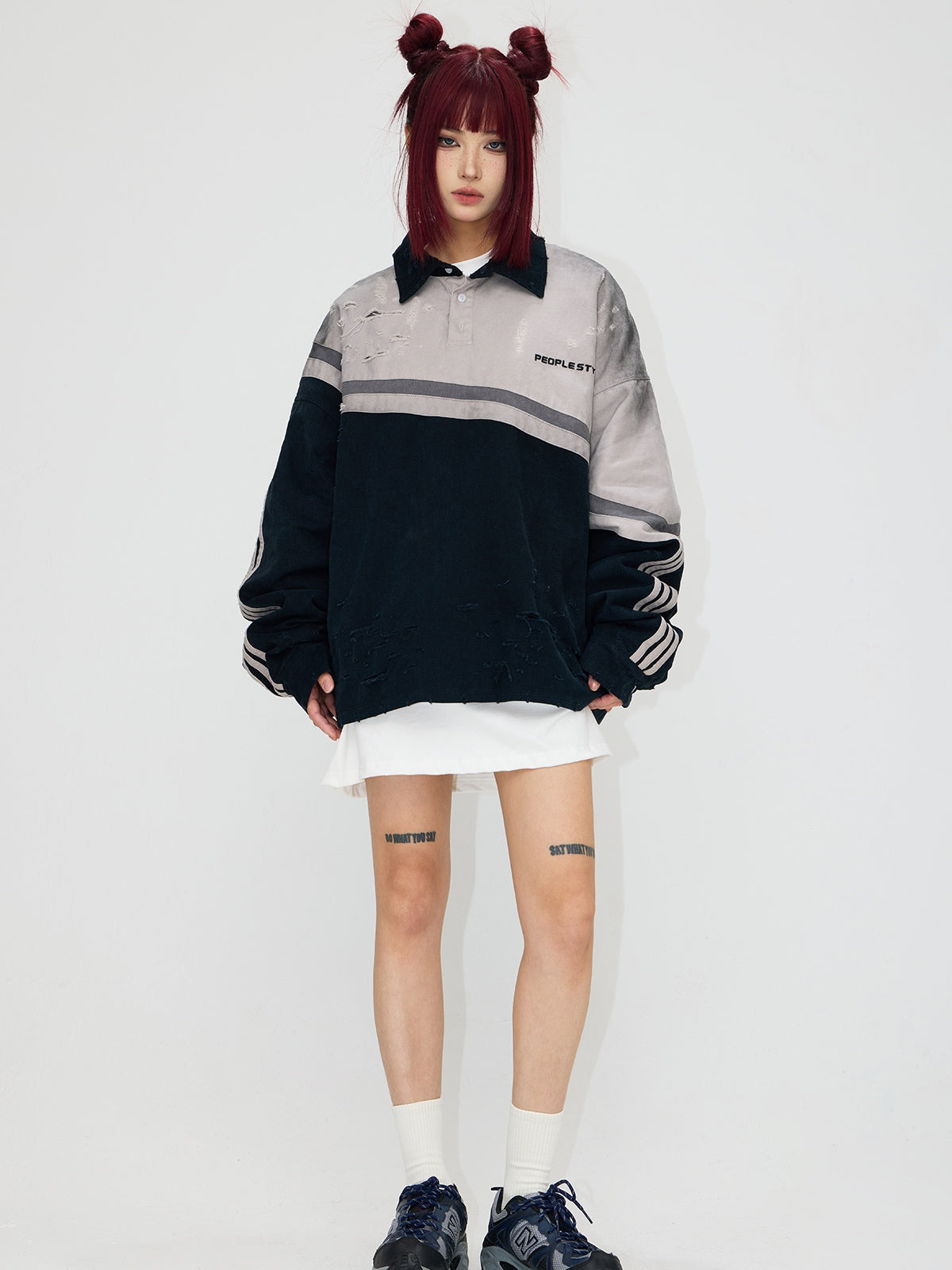 Peoplesense Hand-brushed Polo Oversized Sweatshirt