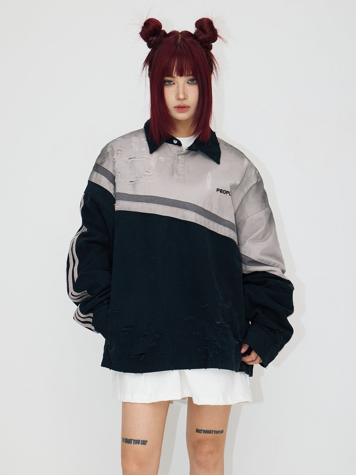 Peoplesense Hand-brushed Polo Oversized Sweatshirt