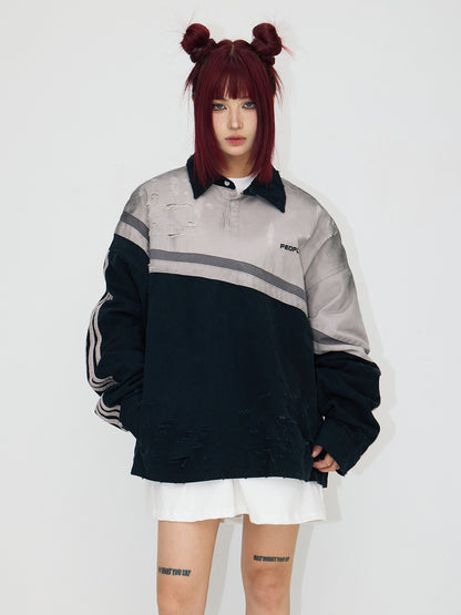 Peoplesense Hand-brushed Polo Oversized Sweatshirt