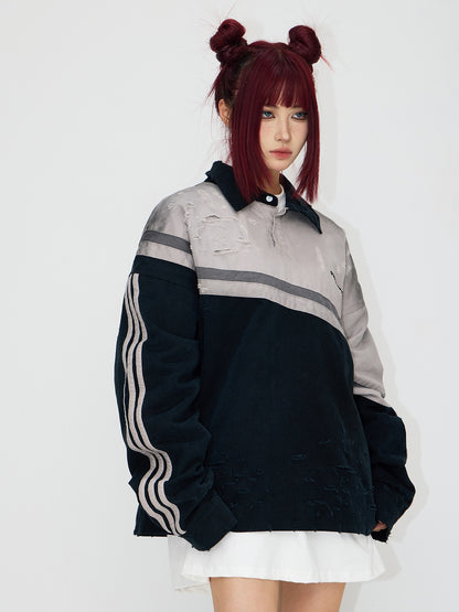 Peoplesense Hand-brushed Polo Oversized Sweatshirt