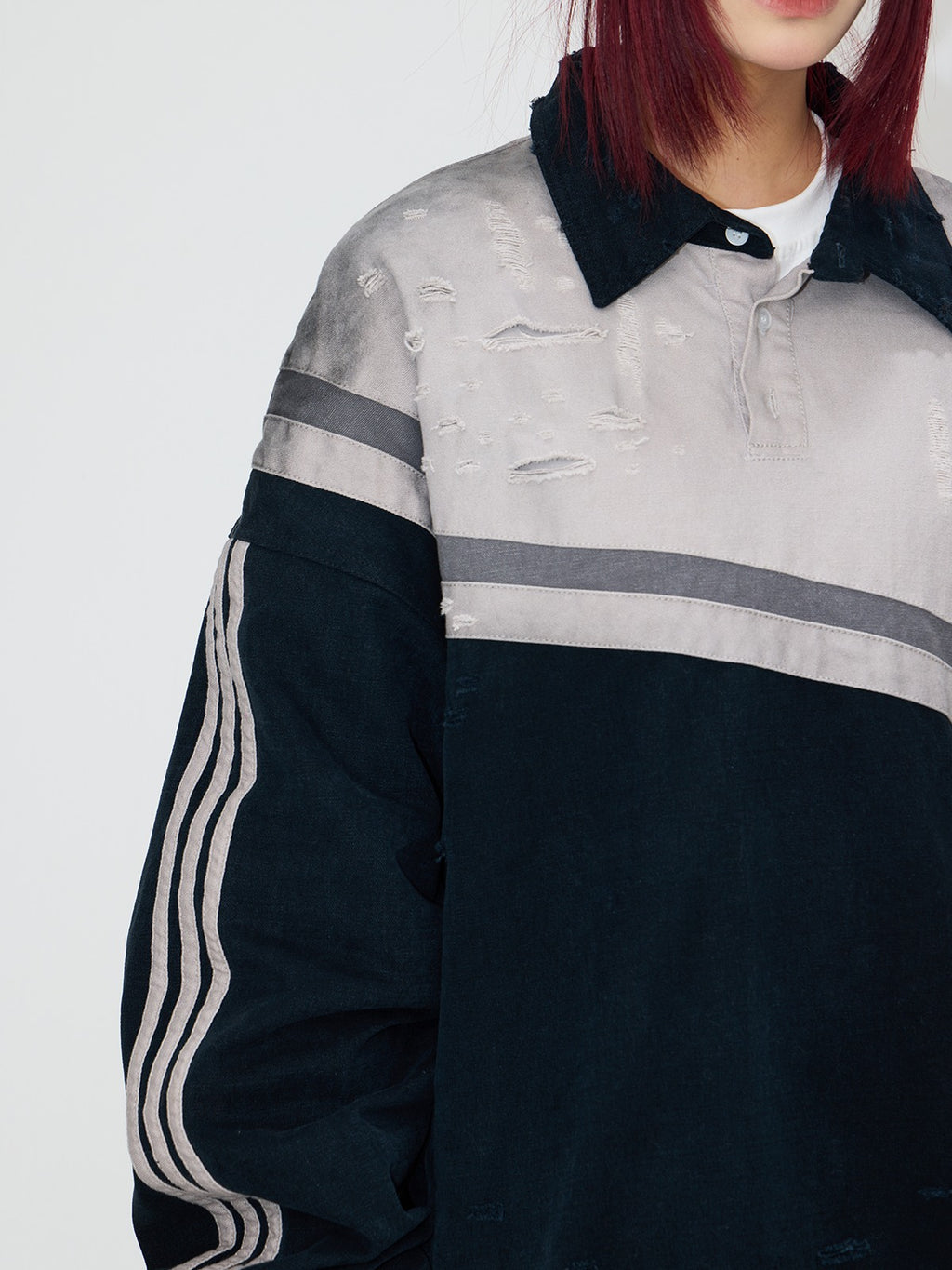 Peoplesense Hand-brushed Polo Oversized Sweatshirt