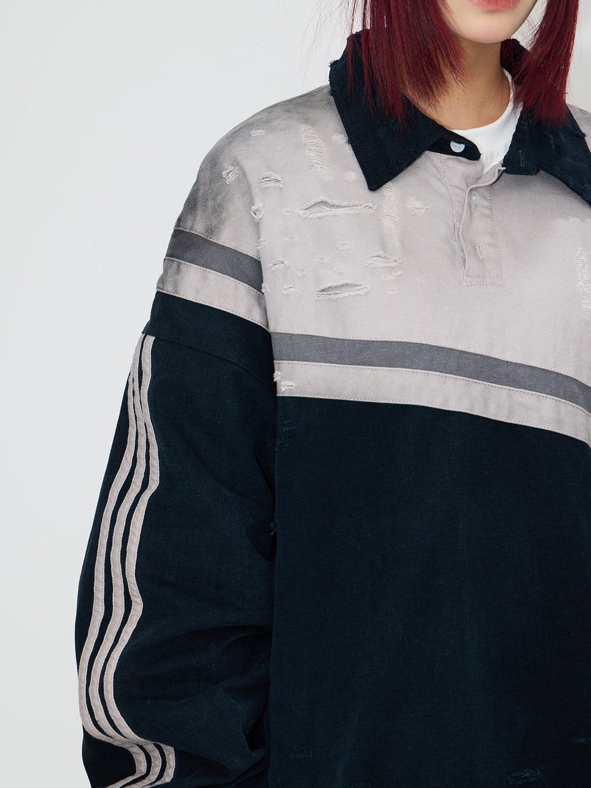 Peoplesense Hand-brushed Polo Oversized Sweatshirt