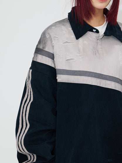 Peoplesense Hand-brushed Polo Oversized Sweatshirt