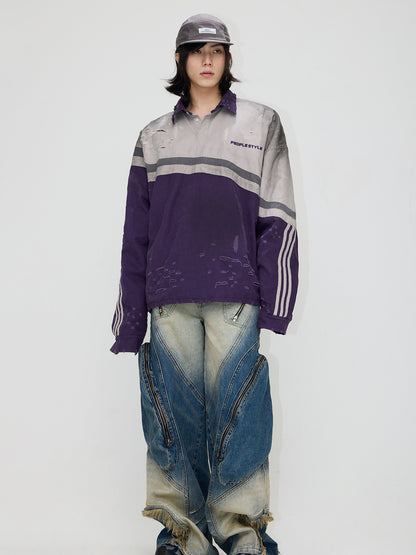Peoplesense Hand-brushed Polo Oversized Sweatshirt