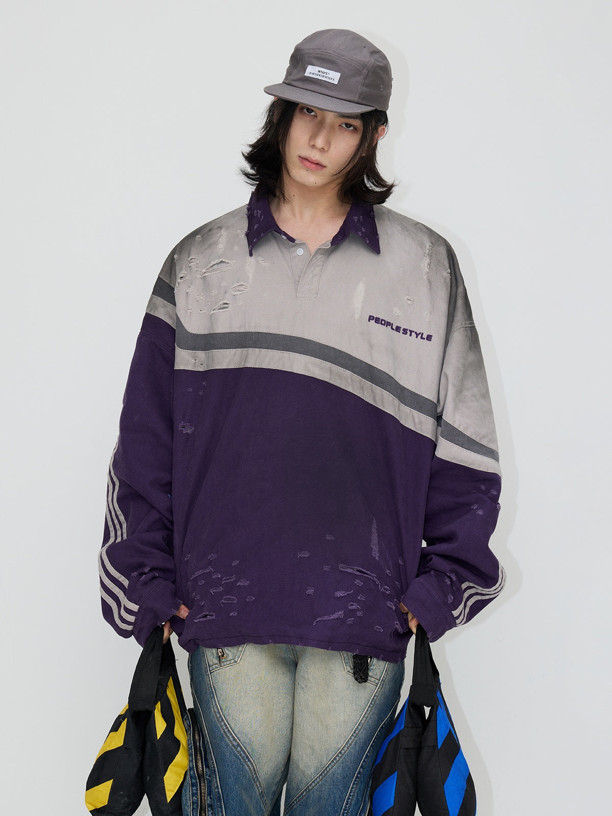 Peoplesense Hand-brushed Polo Oversized Sweatshirt
