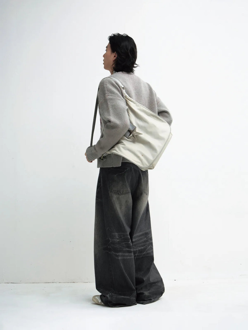 Peoplesense Hand Brushed PU Coated Wide Leg Jeans