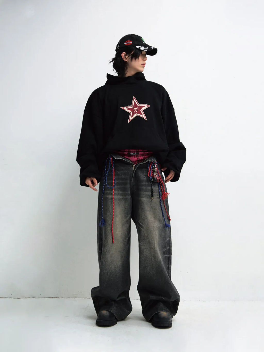 Peoplesense Hand Brushed PU Coated Wide Leg Jeans