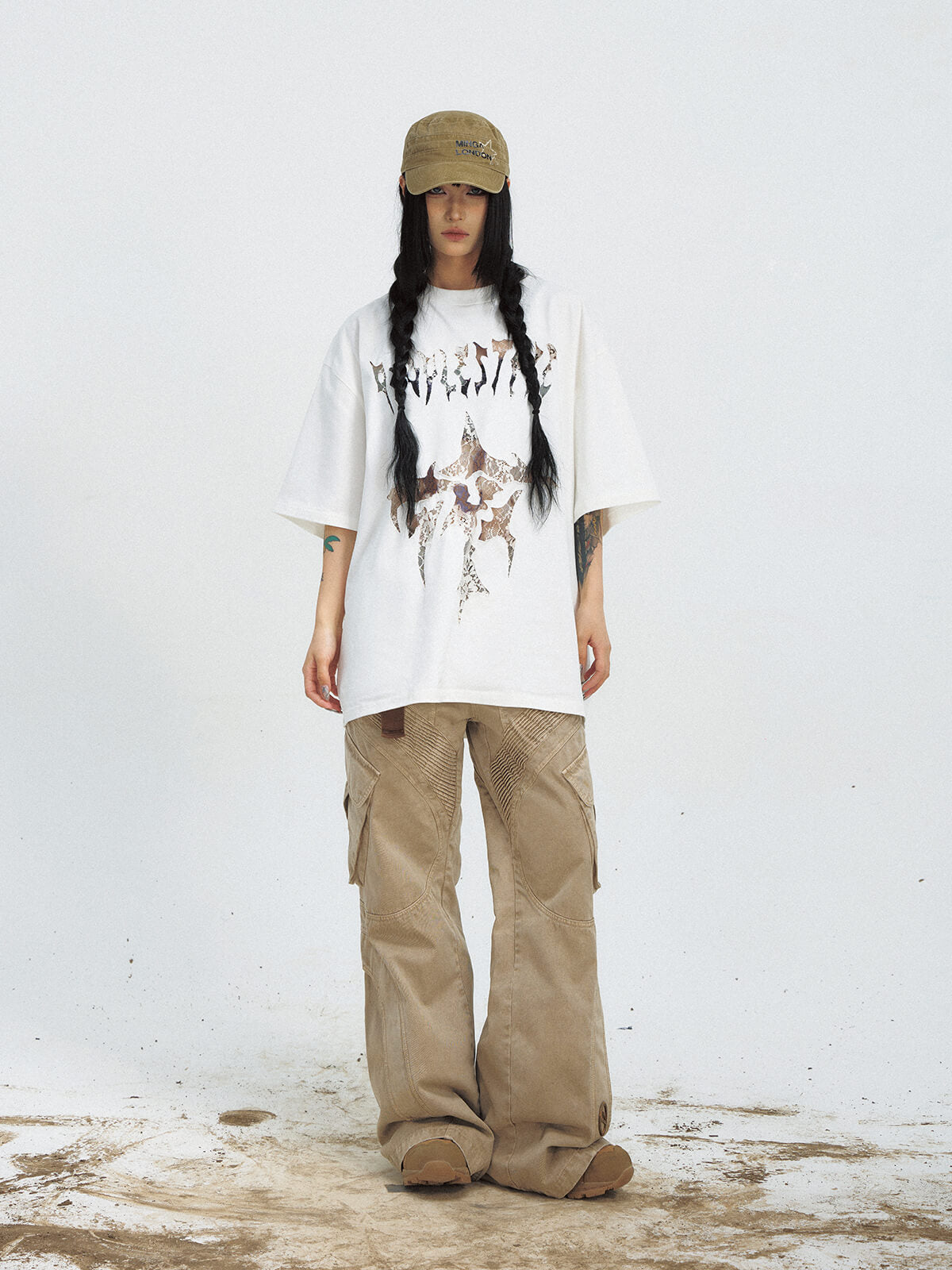 Peoplesense Vintage Cutout Oversized T-Shirt