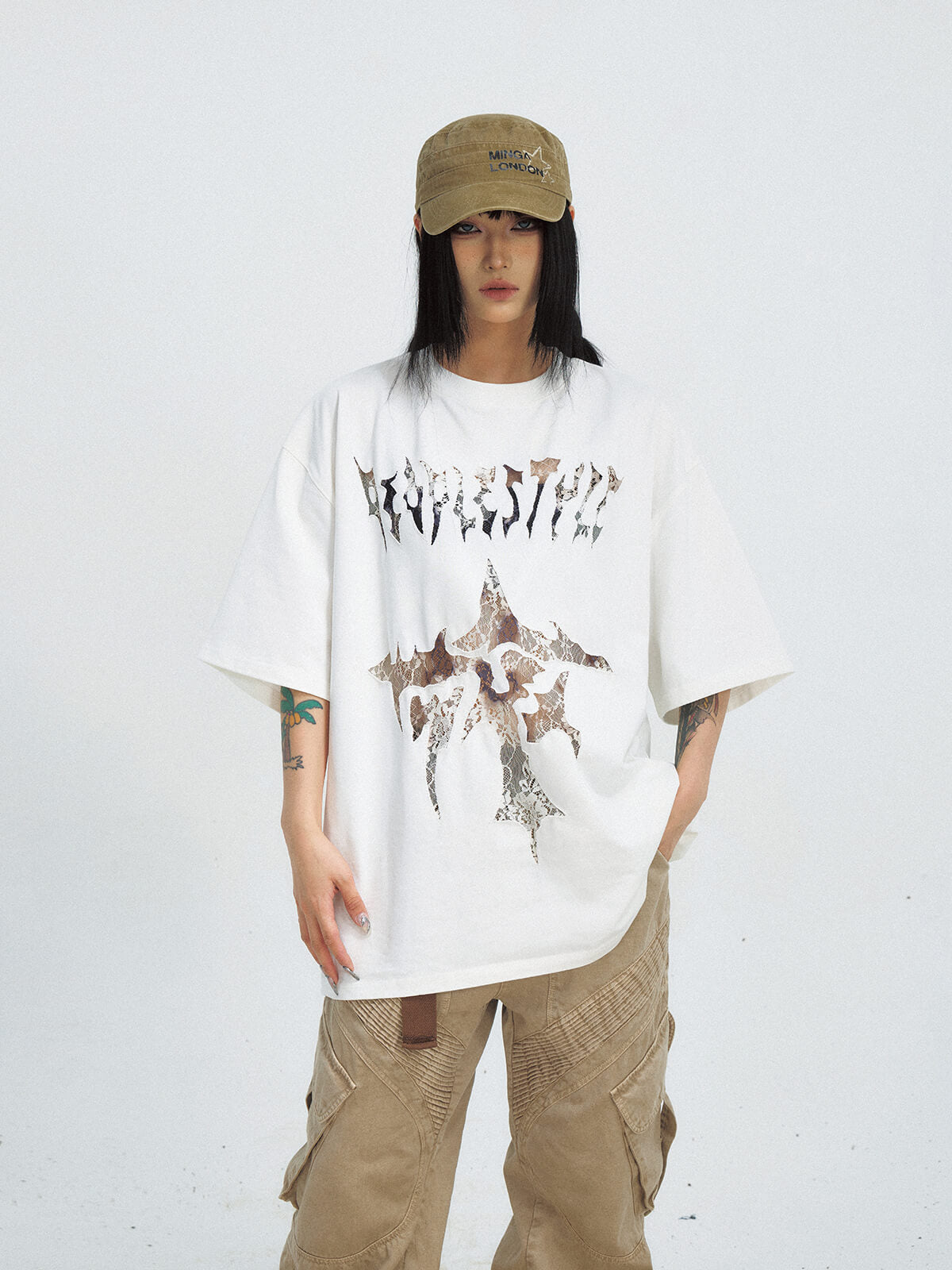 Peoplesense Vintage Cutout Oversized T-Shirt