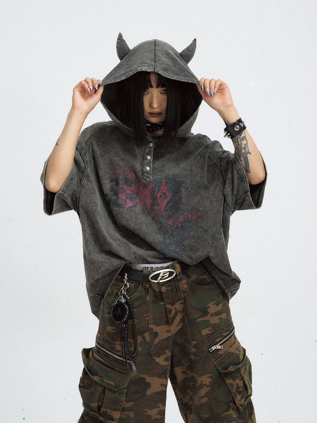 Peoplesense Vintage Little Devil Hooded T-Shirt