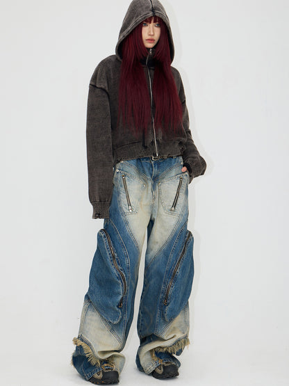 Peoplesense Interstellar Structure Washed Denim Jeans