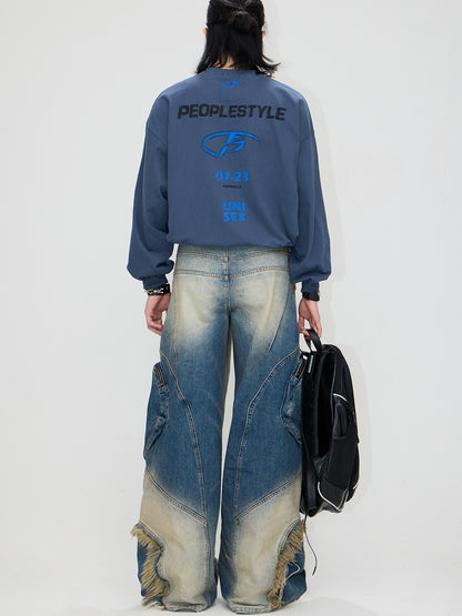 Peoplesense Interstellar Structure Washed Denim Jeans