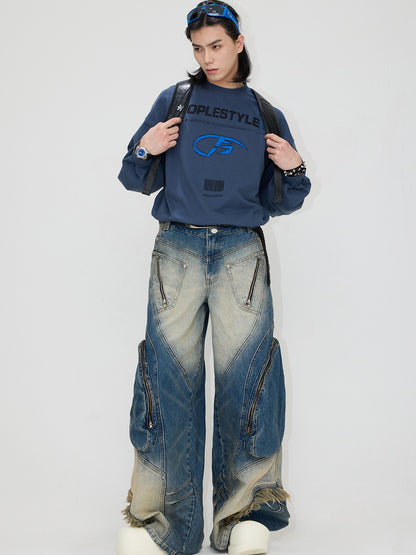 Peoplesense Interstellar Structure Washed Denim Jeans