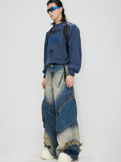 Peoplesense Interstellar Structure Washed Denim Jeans