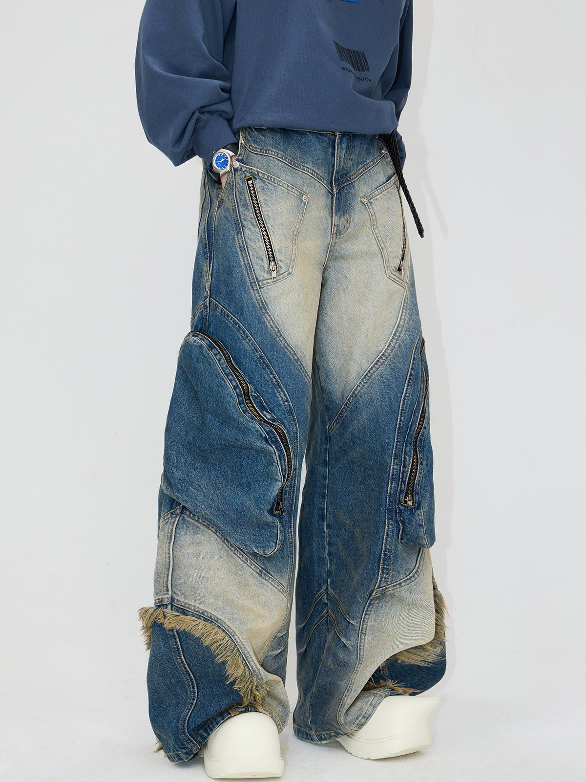 Peoplesense Interstellar Structure Washed Denim Jeans