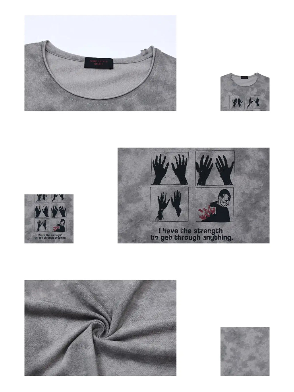 Peoplesense Cropped Hem Graphic Grey Tee