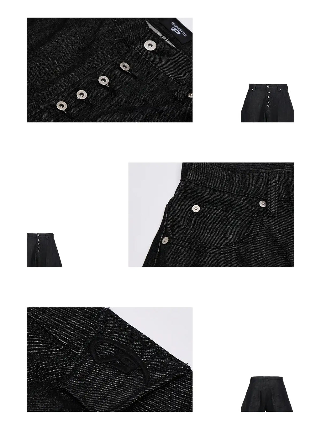 Peoplesense Black Raw Denim Jeans with Button Fly