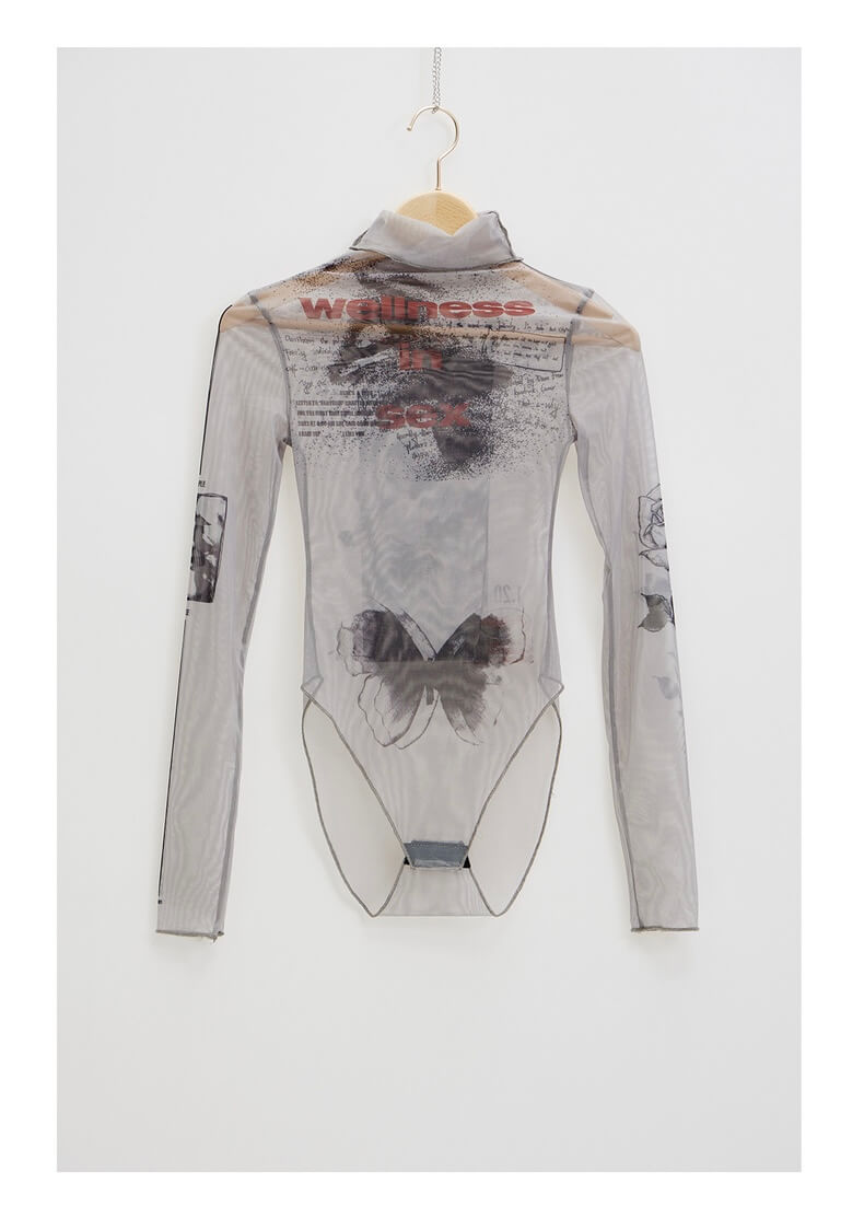 Peoplesense Printed Sheer Skin Turtleneck Top