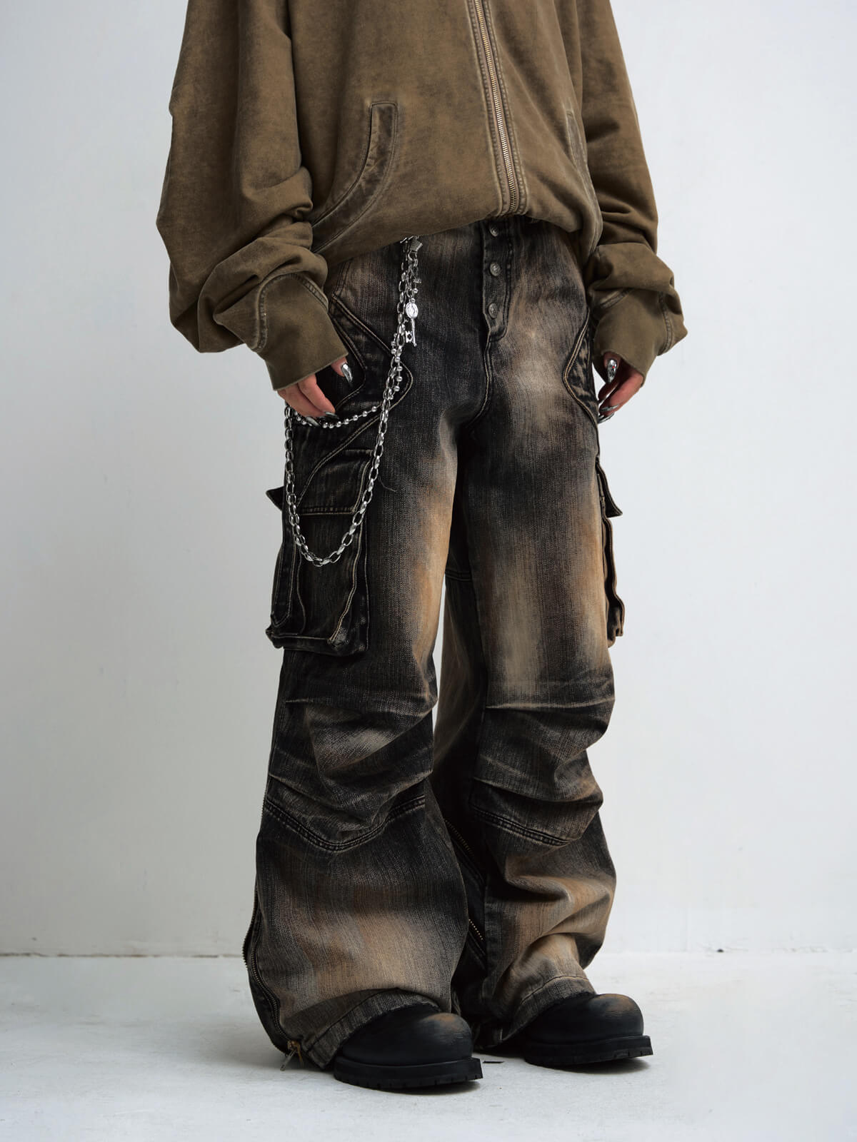 Peoplesense Mud-Dyed Pleated Wide Leg Jeans（Limited） – peoplesense