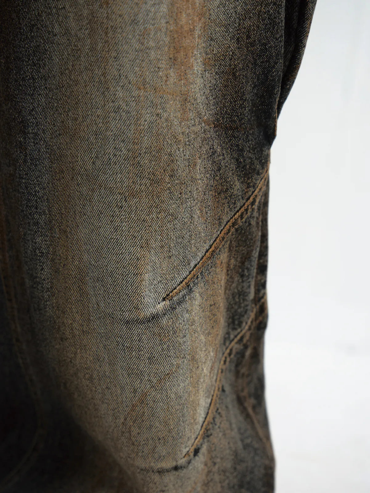 Peoplesense Mud-Dyed Straight-Leg Jeans with Camouflage Hem