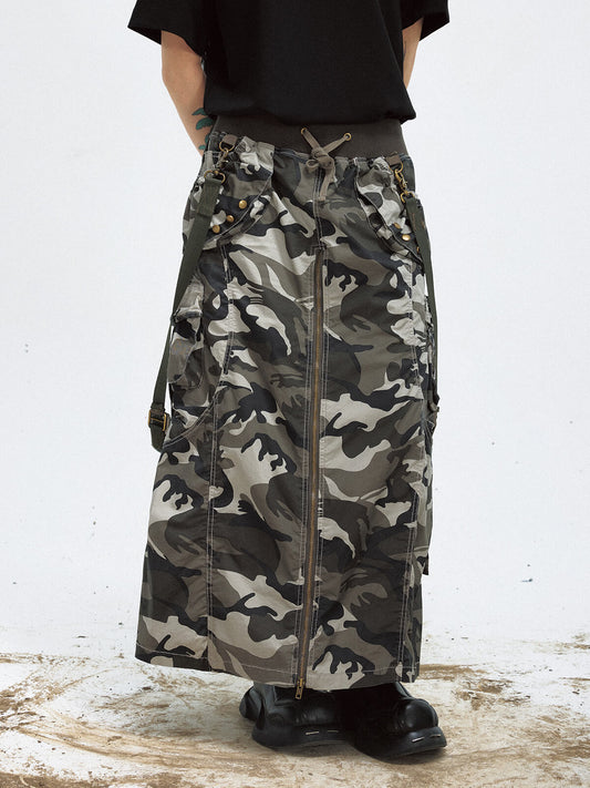 Peoplesense Punk Camouflage Zipper Slit Skirt