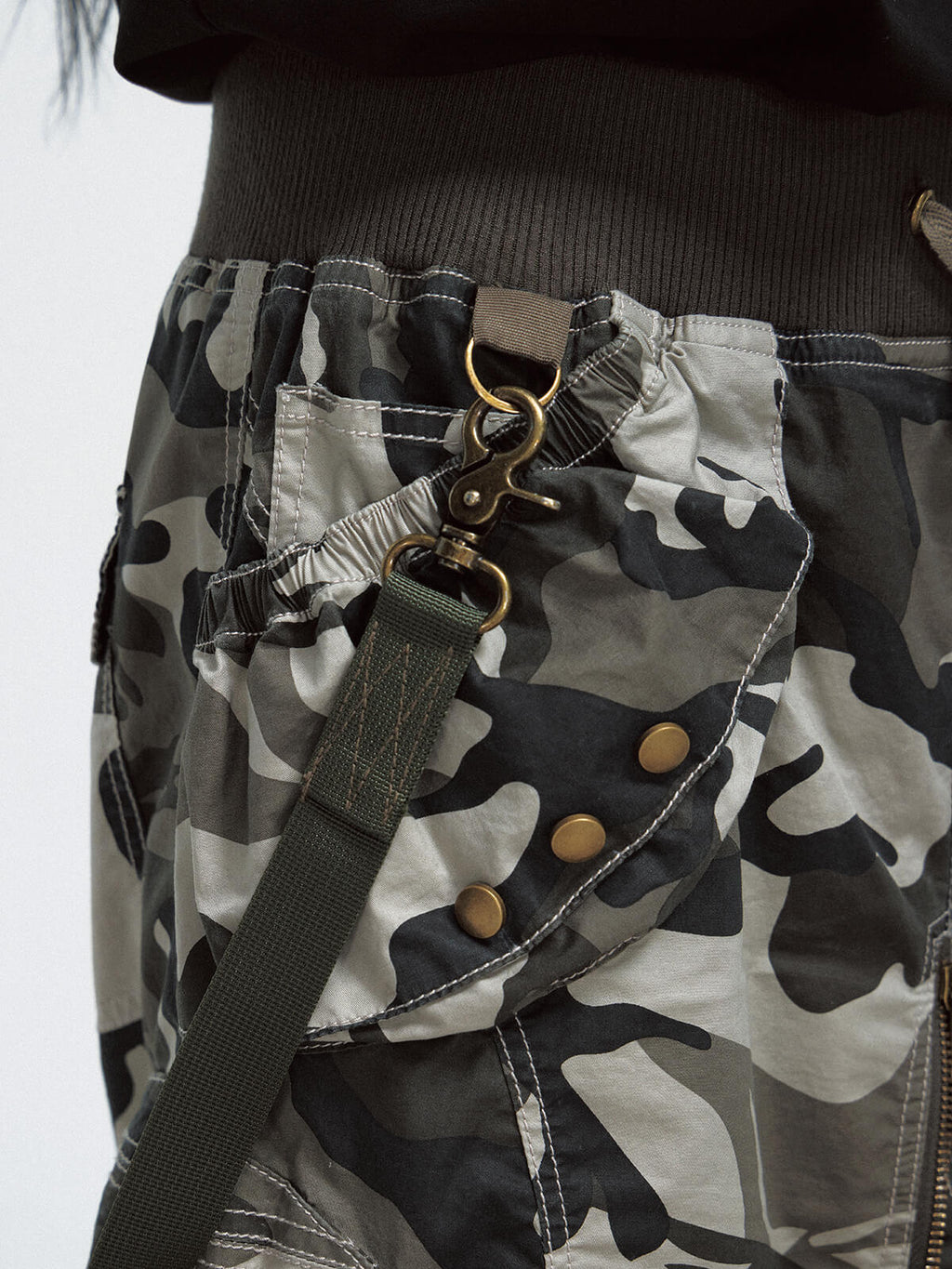 Peoplesense Punk Camo Zipper Slit Skirt