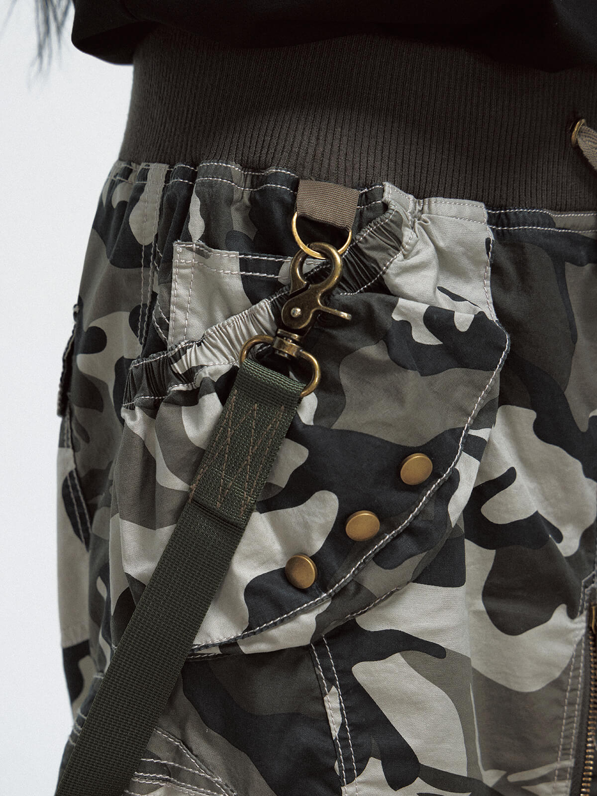 Peoplesense Punk Camo Zipper Slit Skirt