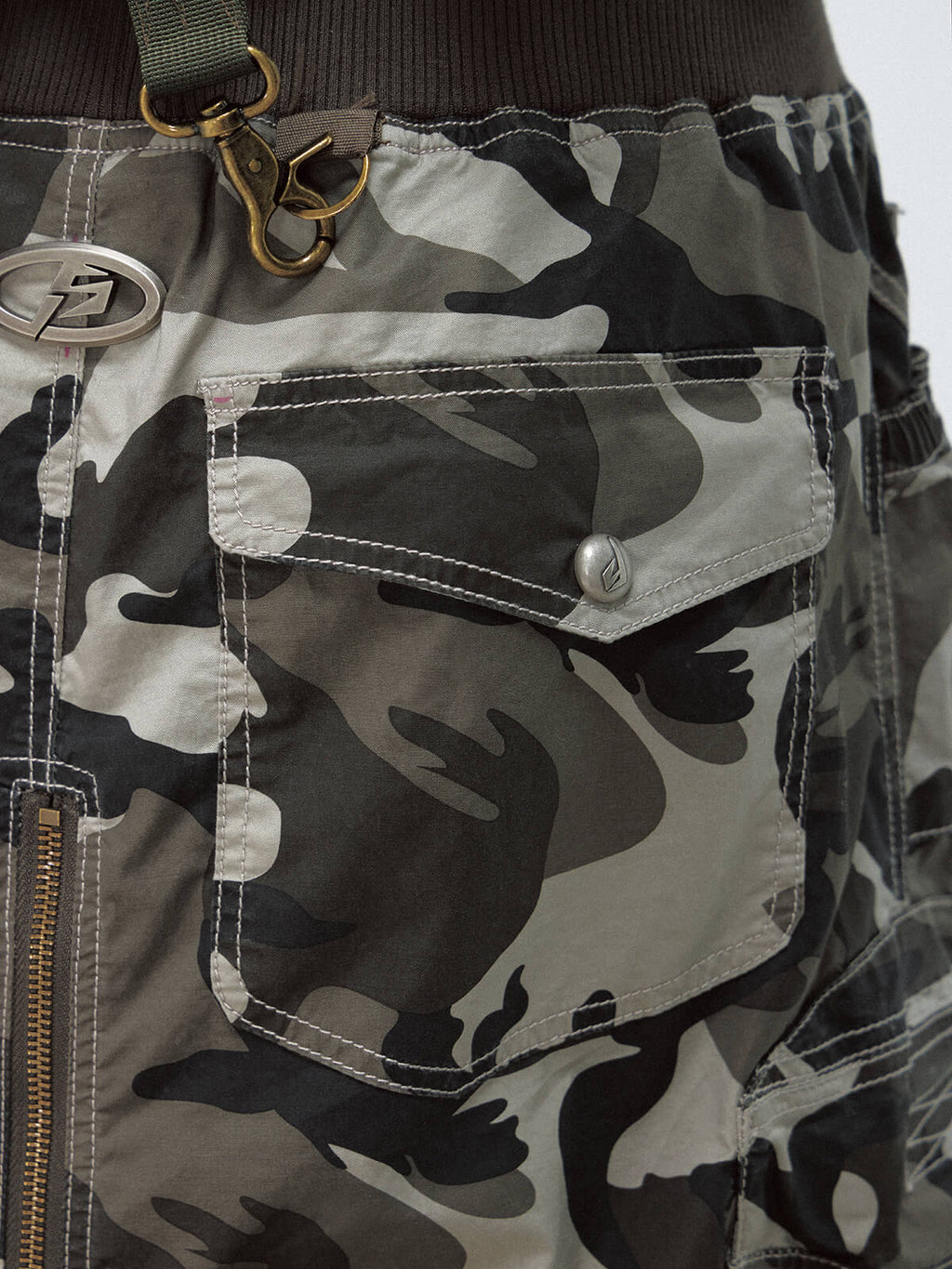Peoplesense Punk Camo Zipper Slit Skirt