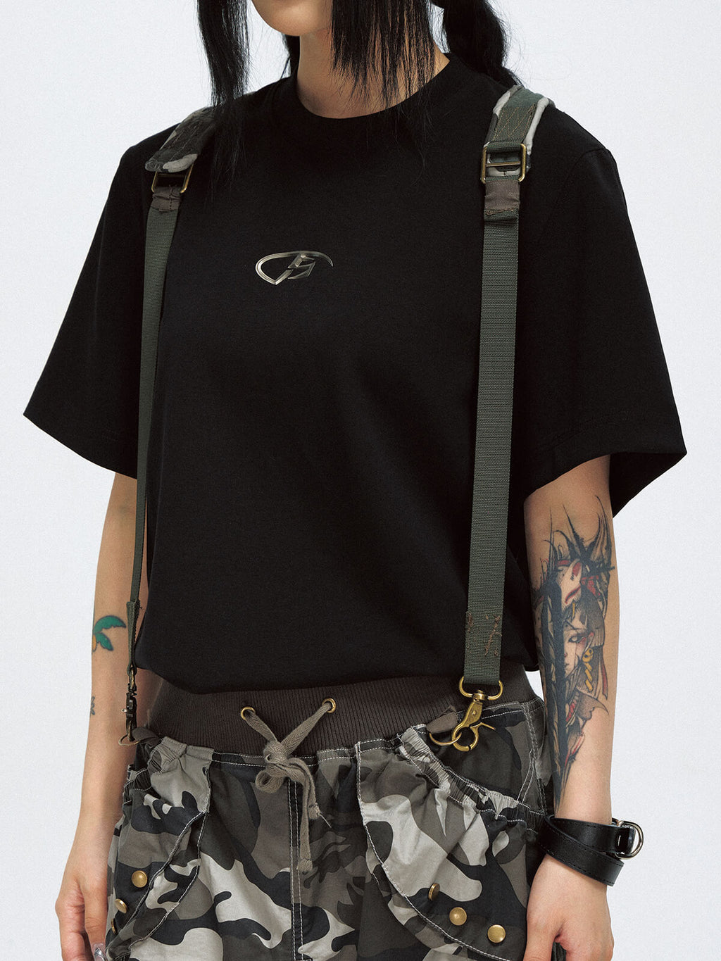 Peoplesense Punk Camo Zipper Slit Skirt