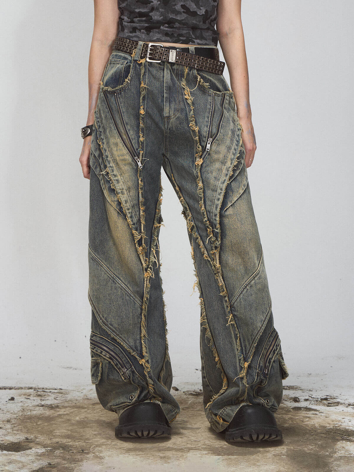 Peoplesense Raw Edge Denim Baggy Jeans