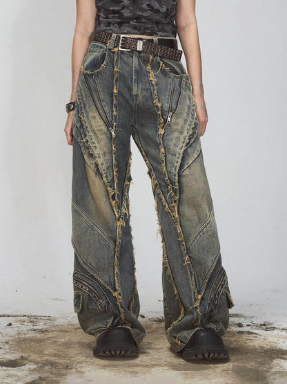 Peoplesense Raw Edge Denim Baggy Jeans